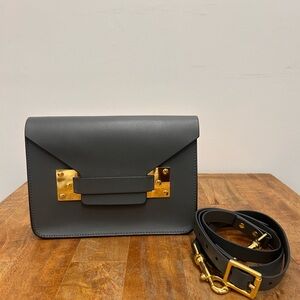 NEW Sophie Hulme Leather Crossbody Bag with Gold Accents